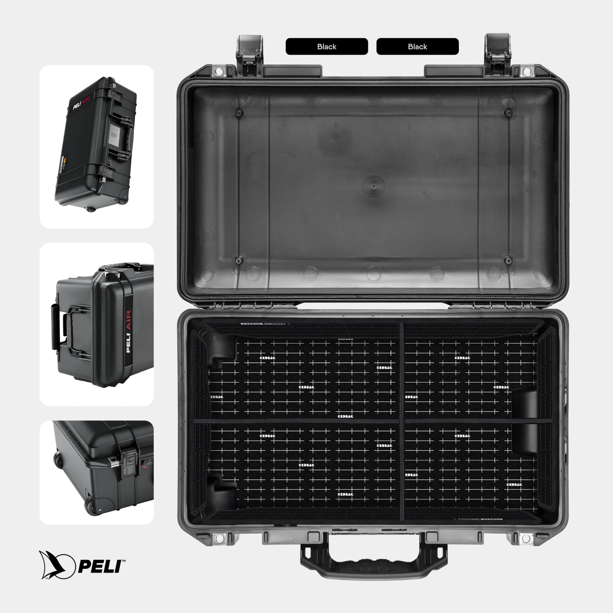 Peli 1535 Air case Black with CRDBAG GRID-DIVIDE divider system