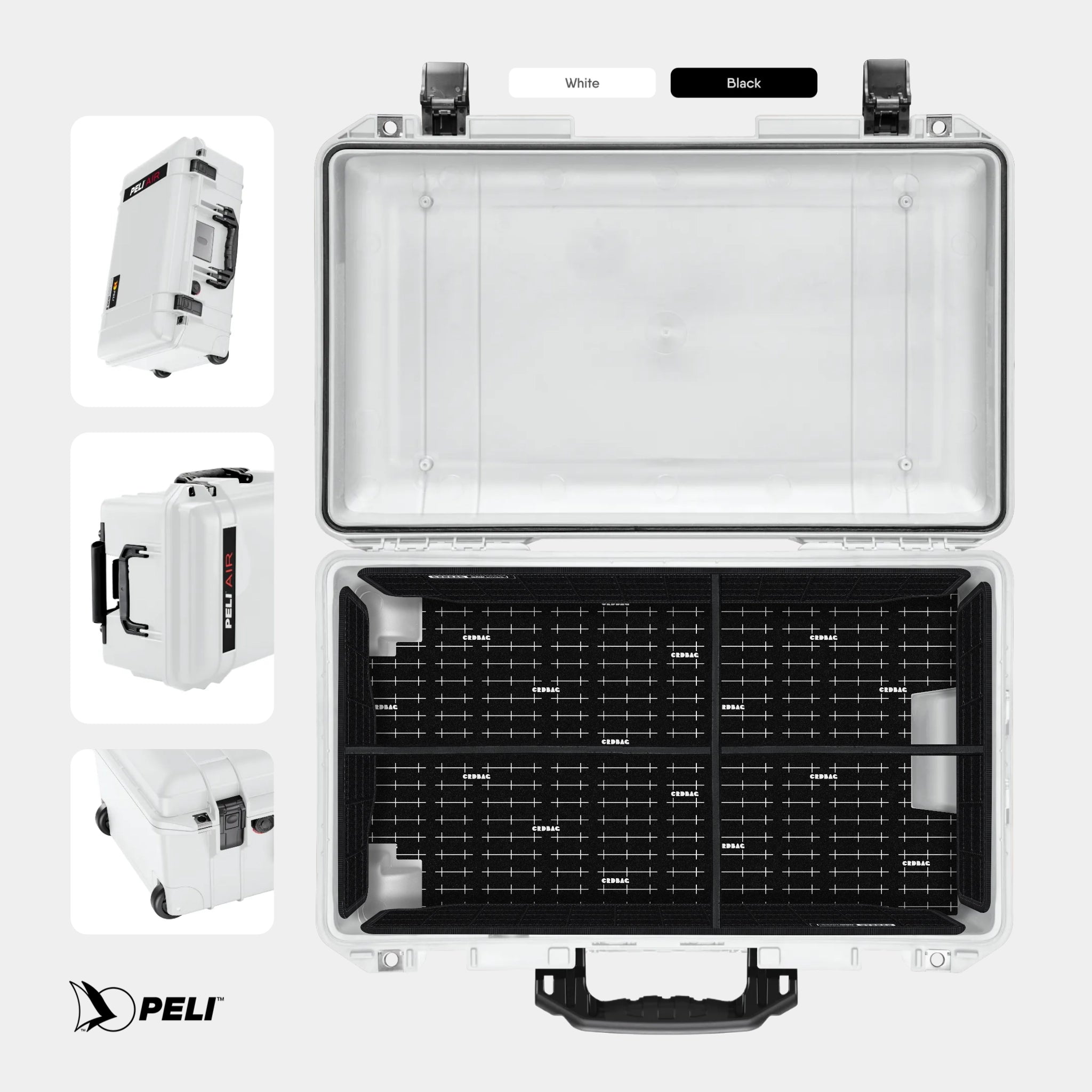 Peli 1535 Air case White with CRDBAG GRID-DIVIDE divider system